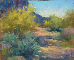 pastel plein air paintings landscape painting artist verde palo finished watercolor artwork 8x10 bloom kemstudios arizona