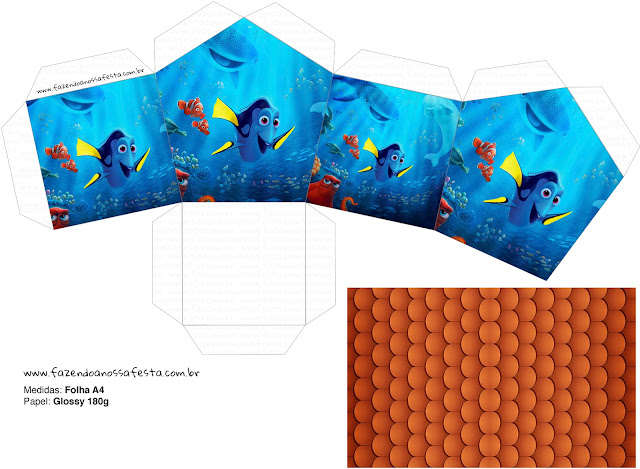 Buscando a Dory: Cajas para Imprimir Gratis. Caja con Forma de Casa de Buscando a Dory para Imprimir Gratis.