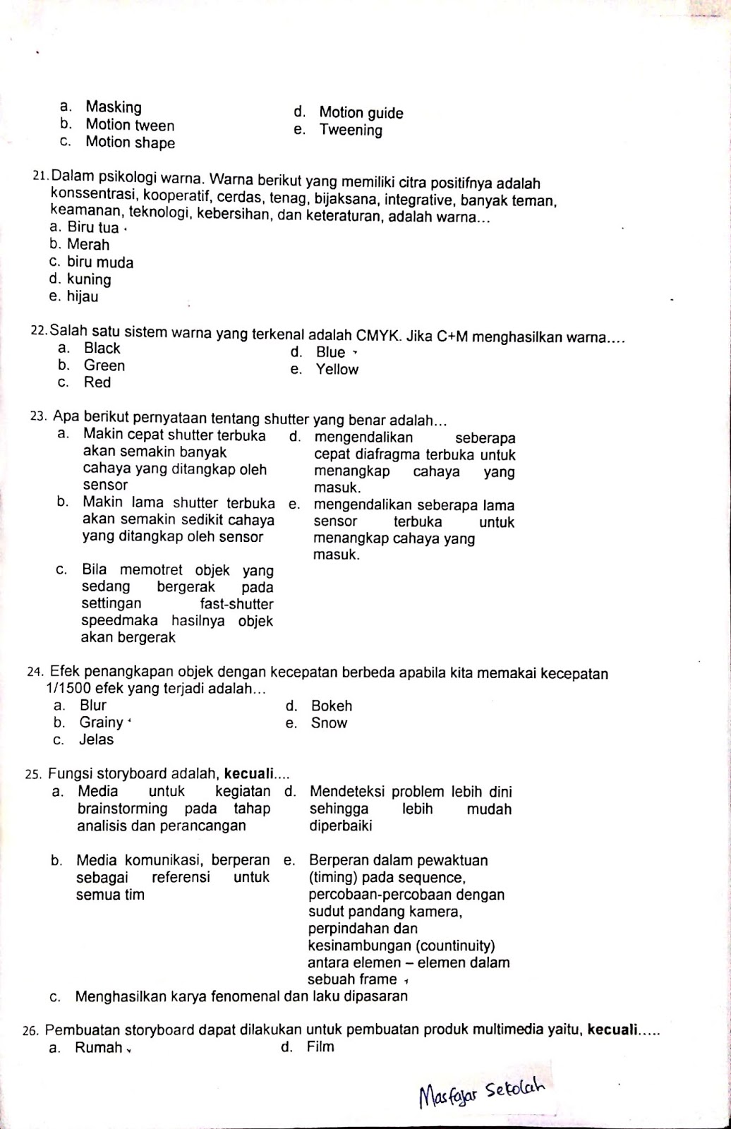 Kumpulan SOAL USBN Multimedia 2019 Berbagi Ilmu Sekolahan