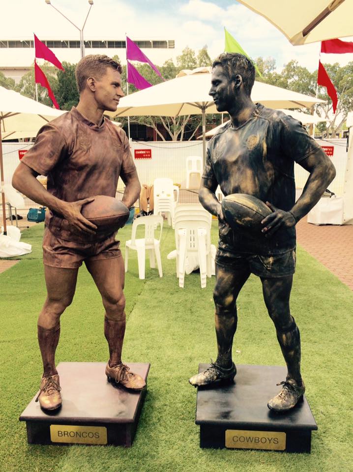 Roving Performers Australia AFL Copper Human Statues at Adelaide Oval
