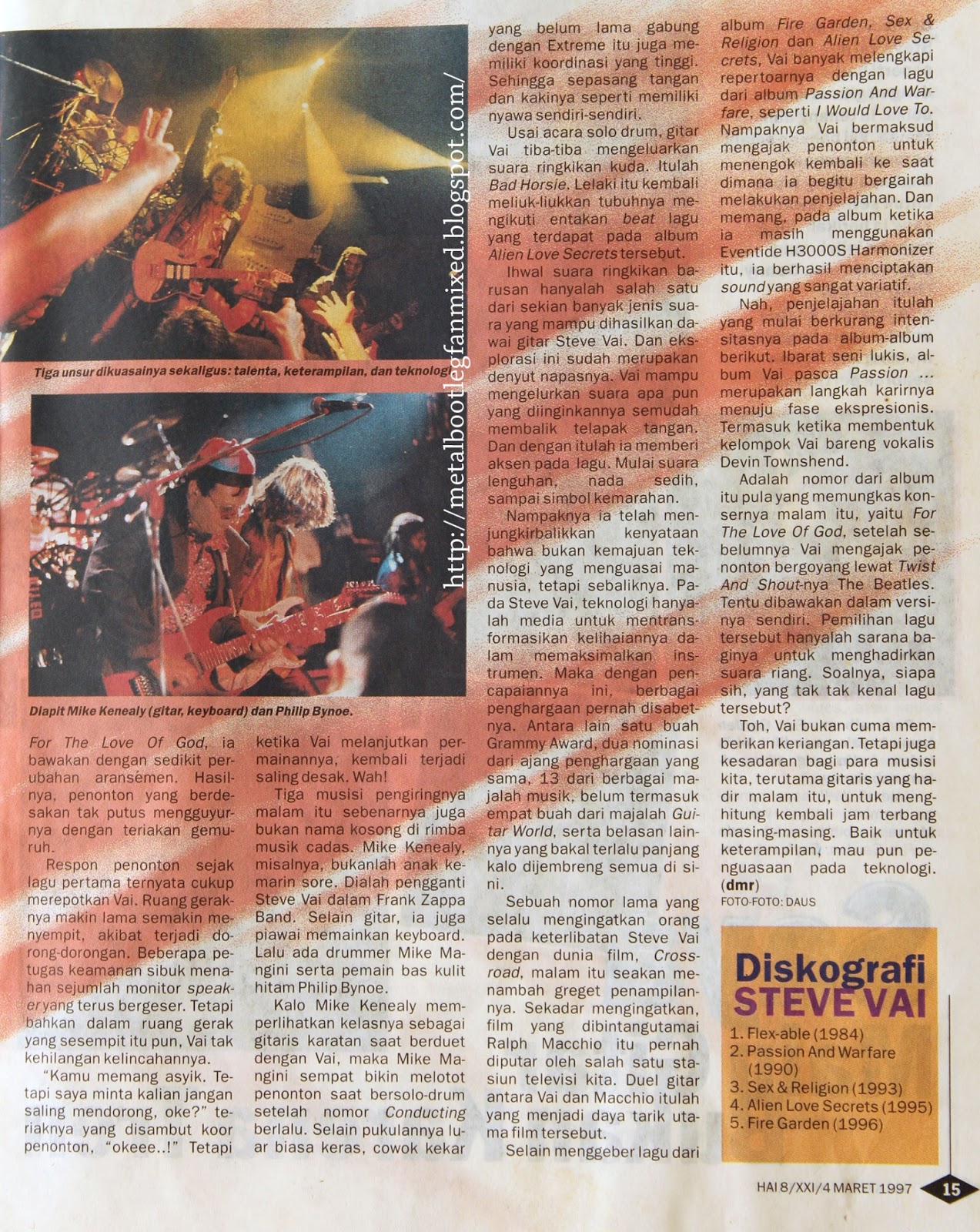 Metal Bootleg Fan Mixed Steve Vai 1997 Magazine Interview Bahasa Indonesia