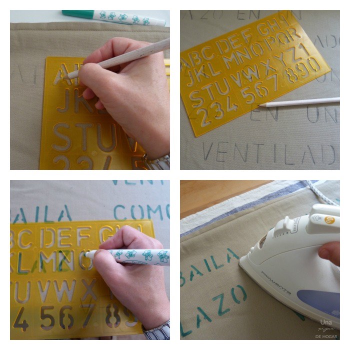 Pintar tela con rotuladores proceso para decorar telas con plantilla y tela