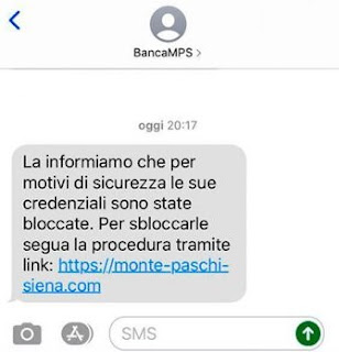 Messaggio banca truffa Messaggio truffa