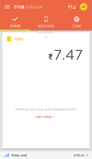 true balance user interface