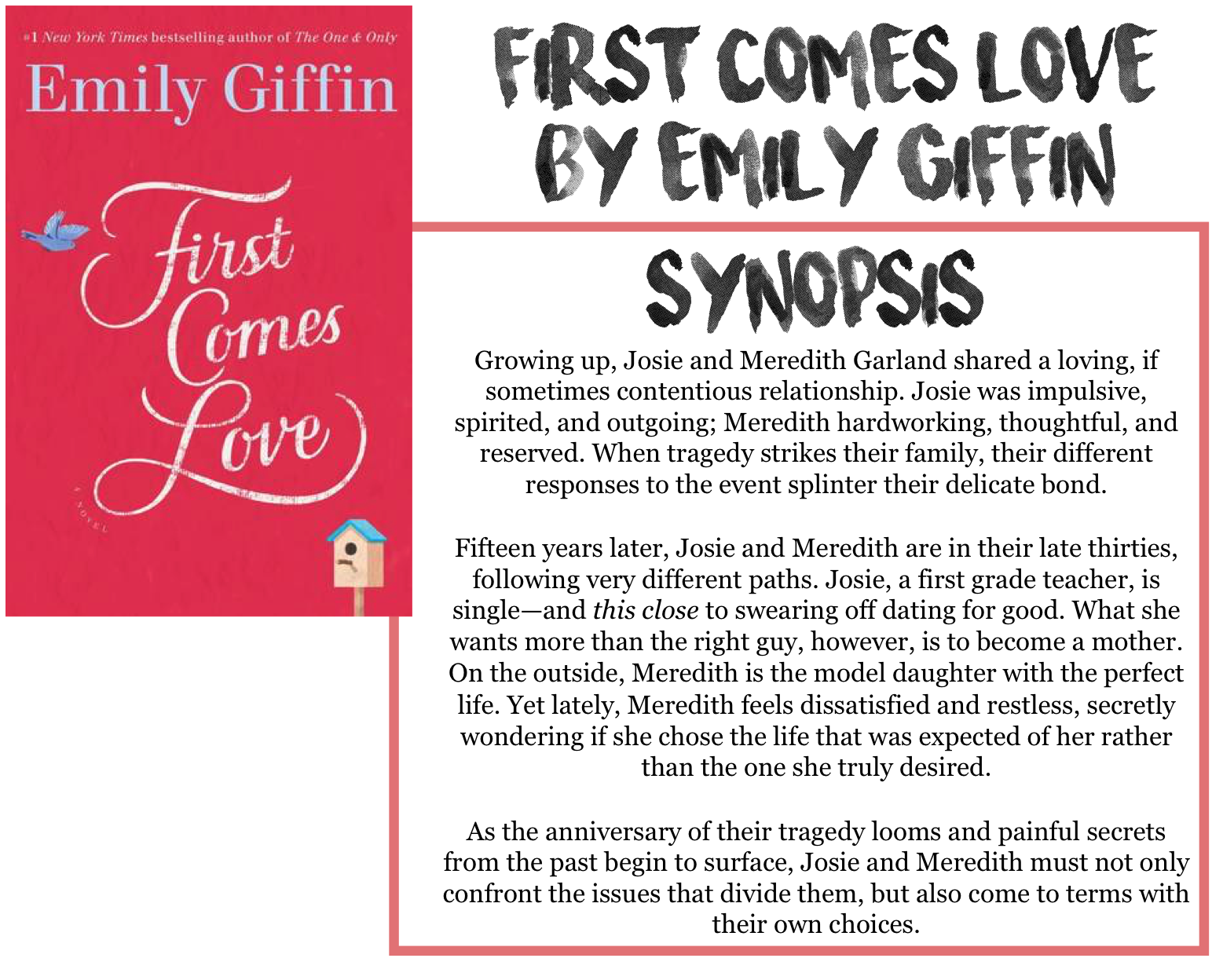Ryley Reads FIRST COMES LOVE BY EMILY GIFFIN BOOK REVIEW