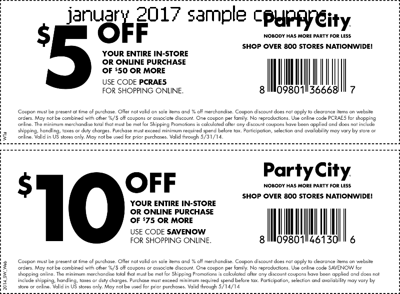 Party city coupons 2018 not expired printable