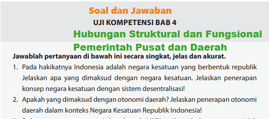 Soal Hubungan Struktural Dan Fungsional Pemerintah Pusat Dan Daerah Undang Faiz