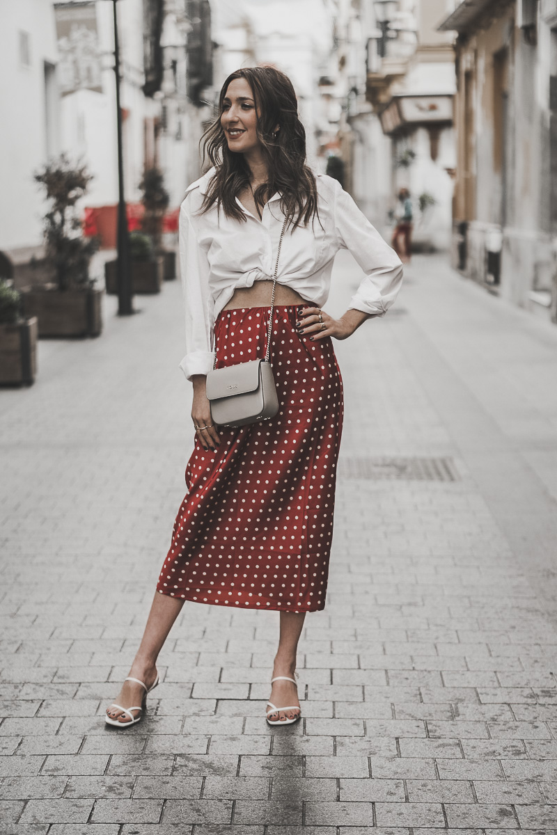 POLKA DOTS MIDI SKIRT: