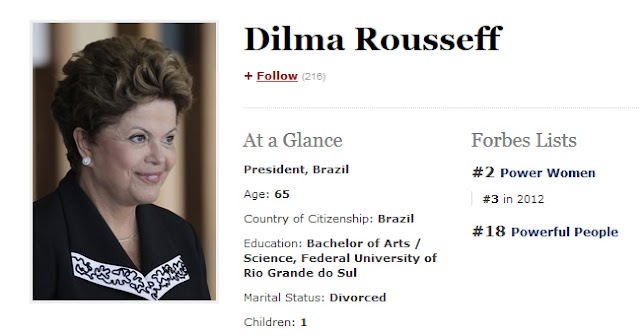 Revista Forbes aponta Dilma Rousseff como a 2ª mulher mais poderosa do mundo
