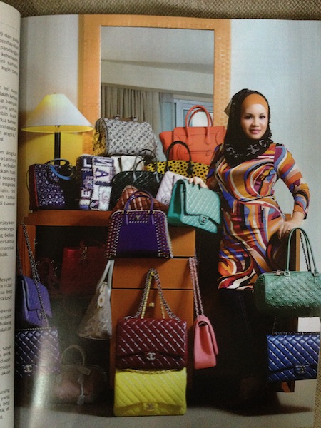 Hanis Haizi in the magazine with her signature designs