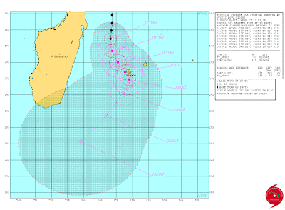 Prévisions de trajectoire et d'intensité du JTWC pour le cyclone Béjisa