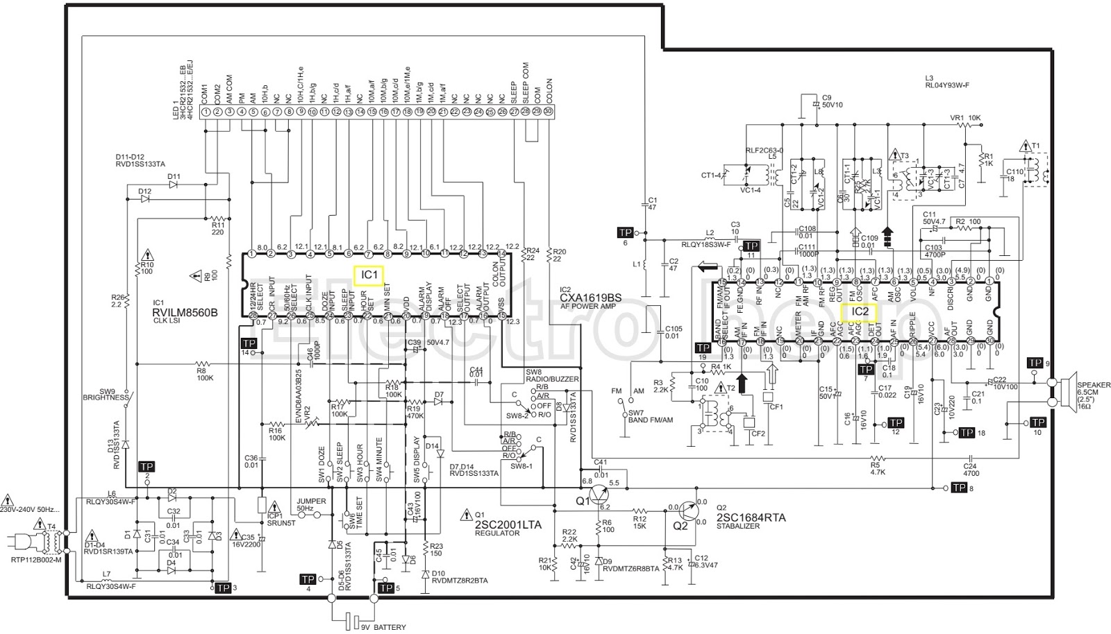 Electro help: RC6256 - Panasonic clock radio - Schematic - how to