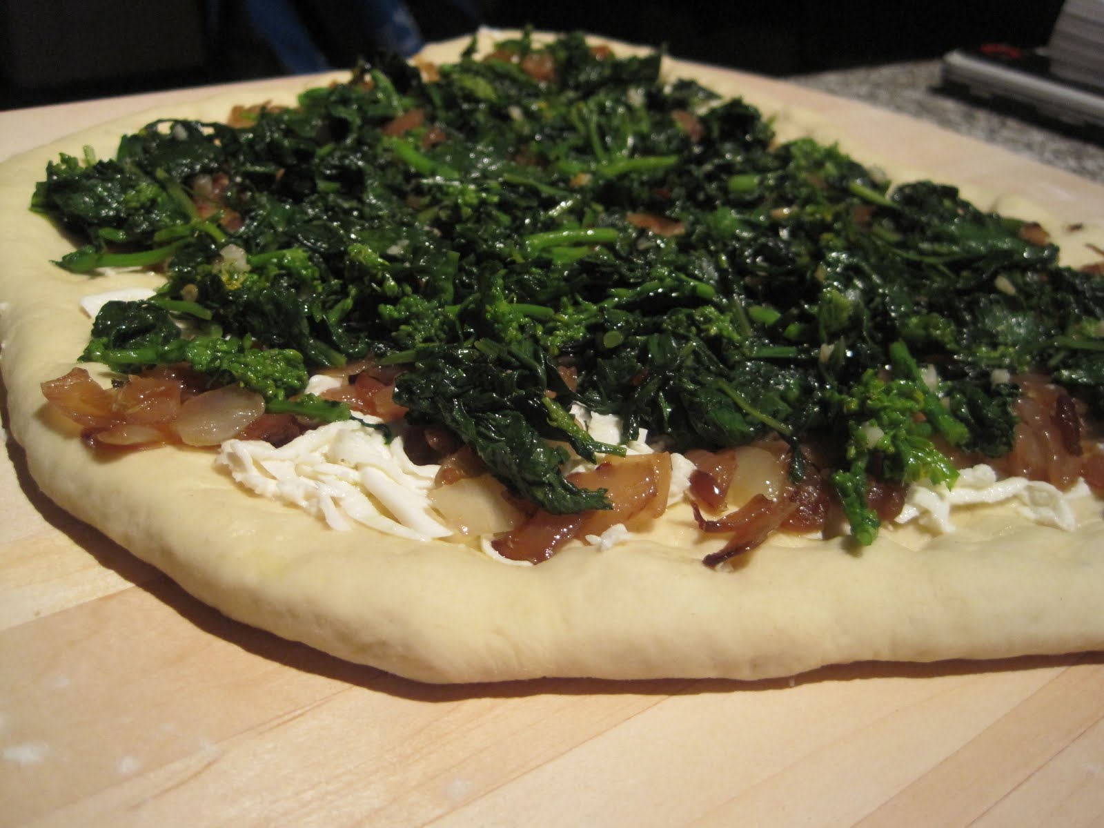 Making Michael Pollan Proud Pizza with Broccoli Raab and Roasted Onions