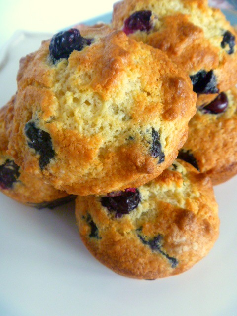Light delicate muffins laced with the bright taste of lemon and bursting with plump juicy blueberries.  What could be more comforting for breakfast than that?  Slice of Southern