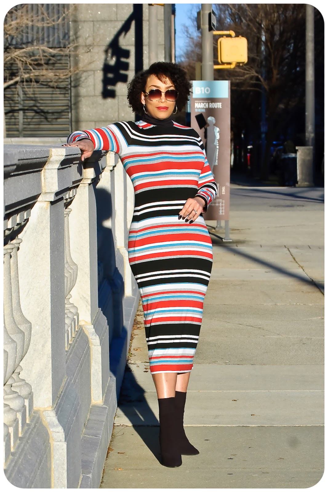 Vogue 8939 - Turtleneck Striped Midi Dress! Erica Bunker DIY Style