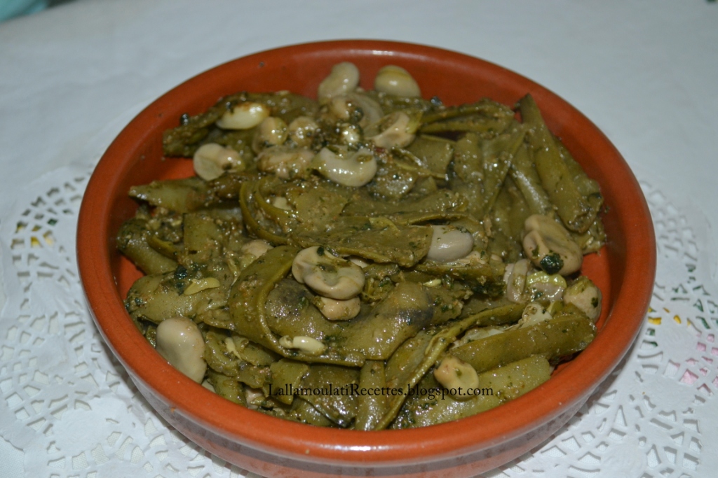Salade de fèves à la marocaine, cuisson vapeur à l'huile d'olives et