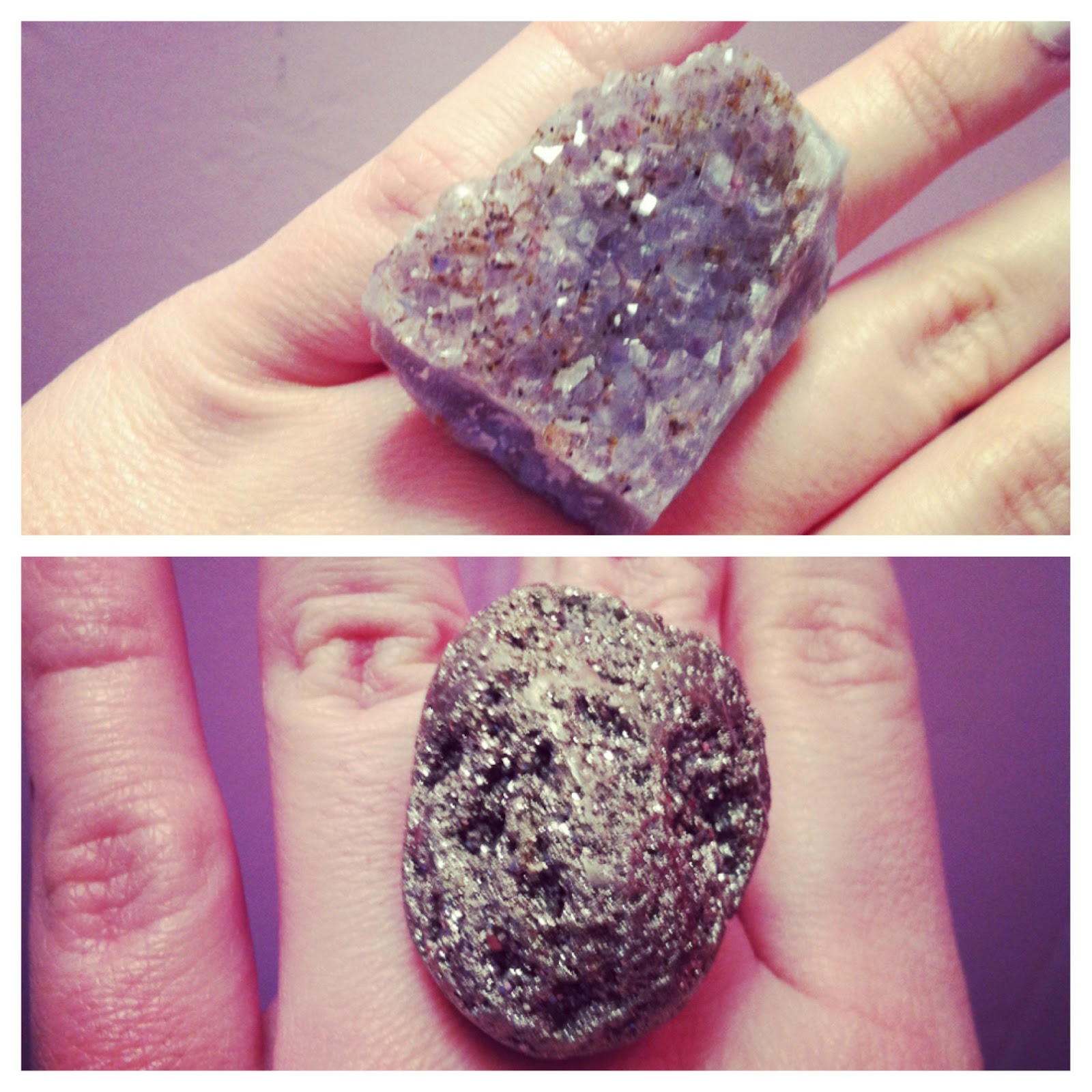 Aqua Net & Lace DIY Geode Rings