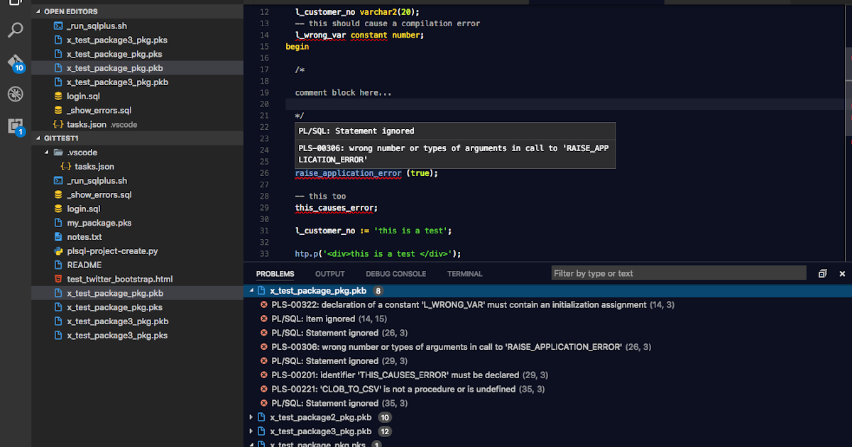 ORA00001 Unique constraint violated Using VS Code for PL/SQL development