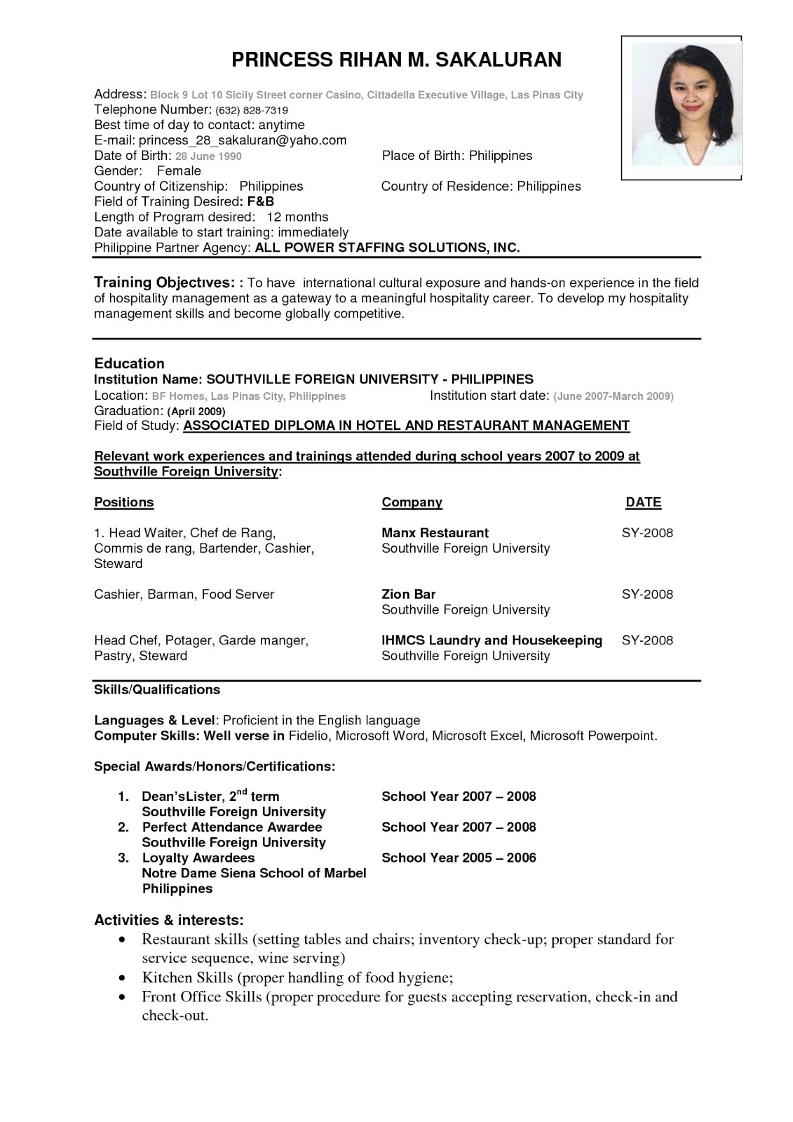 resume writing exercises pdf