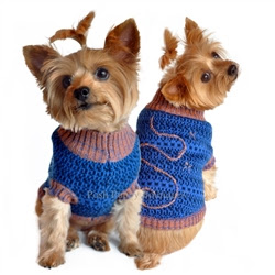 BLUE AND BEIGE STARRY NIGHT DOG SWEATER