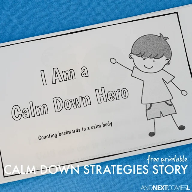 Free printable number themed calm down strategies story for kids from And Next Comes L