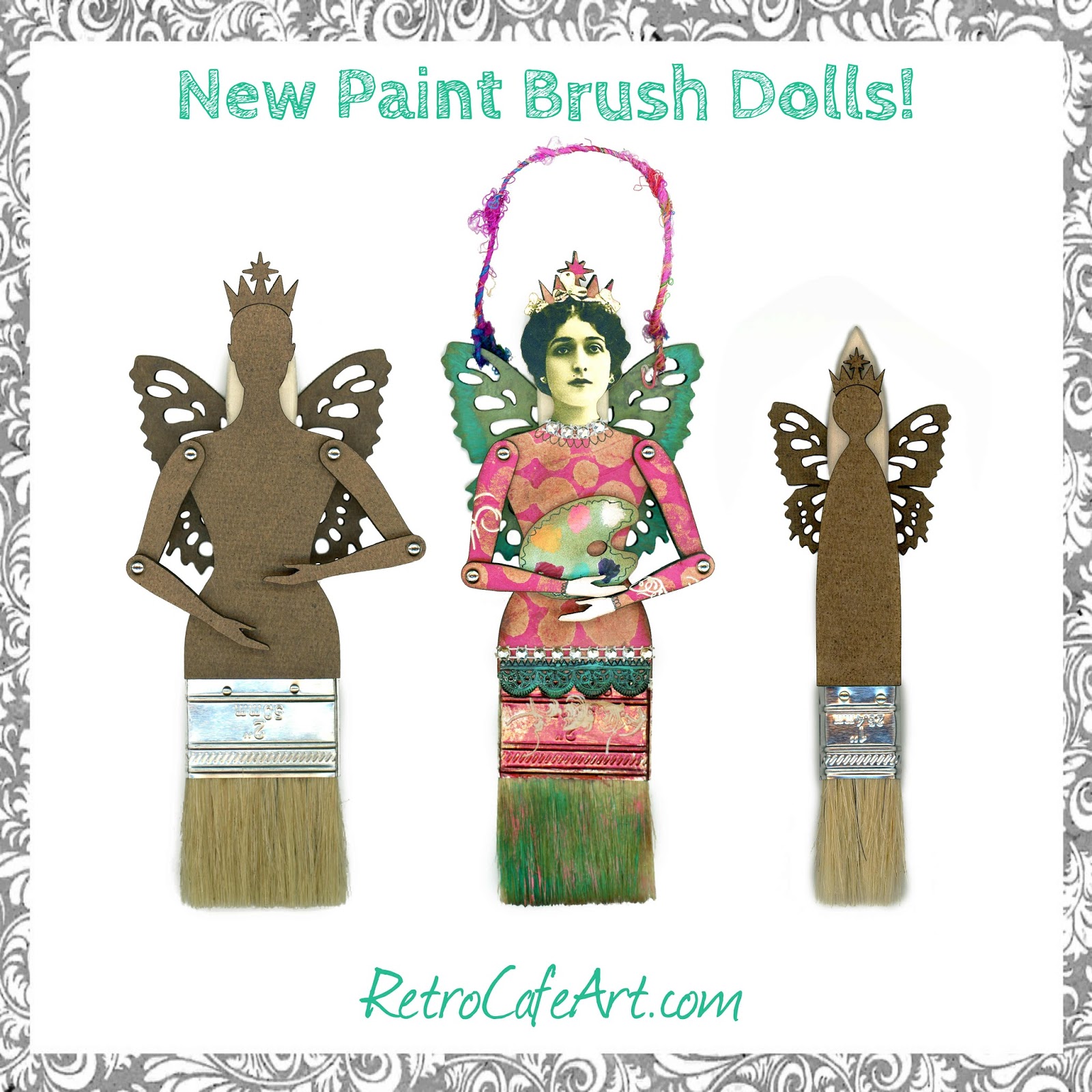Retro Café Art Gallery Brand New Paint Brush Dolls + Set Sail With Kim