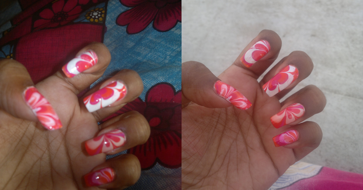 Valentines Day Water Marble Nail Art - Originally Created For Stay Quirky