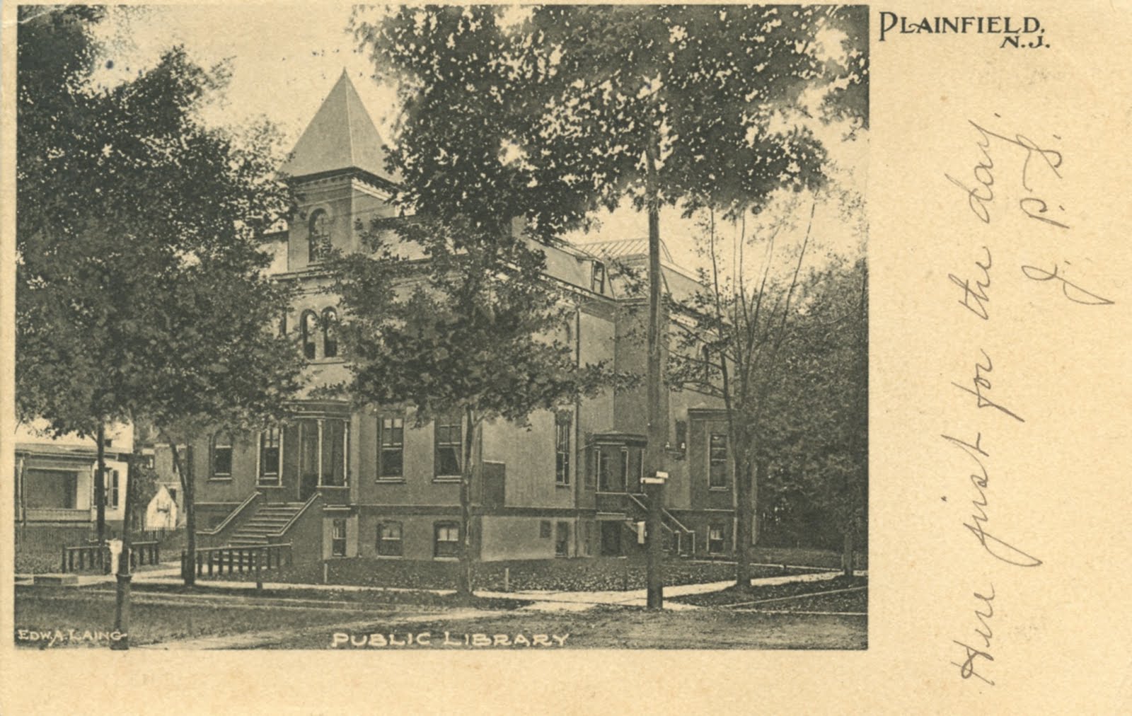 Library Postcards 1905 Public Library, Plainfield, New Jersey