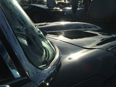 E type Jaguar, V12, black, convertable, car show