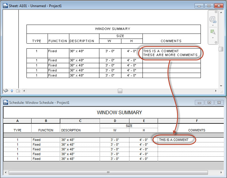 Revit oped two lines in schedules