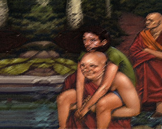 I due monaci e la pozza d'acqua - Buddha