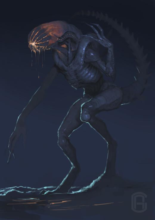 As estranhas e horripilantes criaturas e aliens nas sombrias ilustrações de Oleg Bulakh Oleg Bulakh deviantart artstation arte ilustrações ficção fantasia sombria terror criaturas aliens xenomorfos