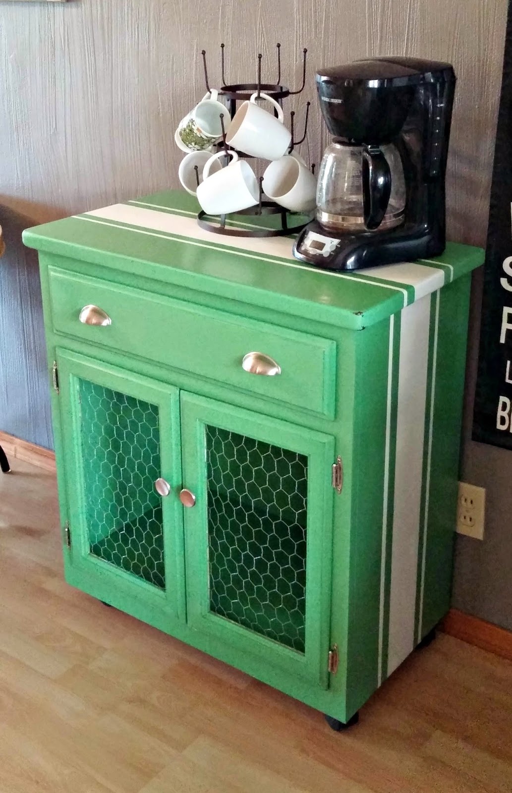 Before and After - Microwave Cart Redo - Little Vintage Cottage