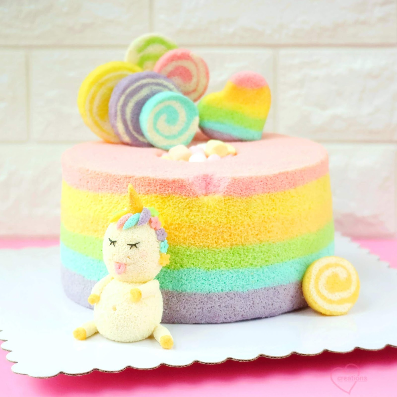 Loving Creations For You Fat Unicorn Rainbow Chiffon Cake