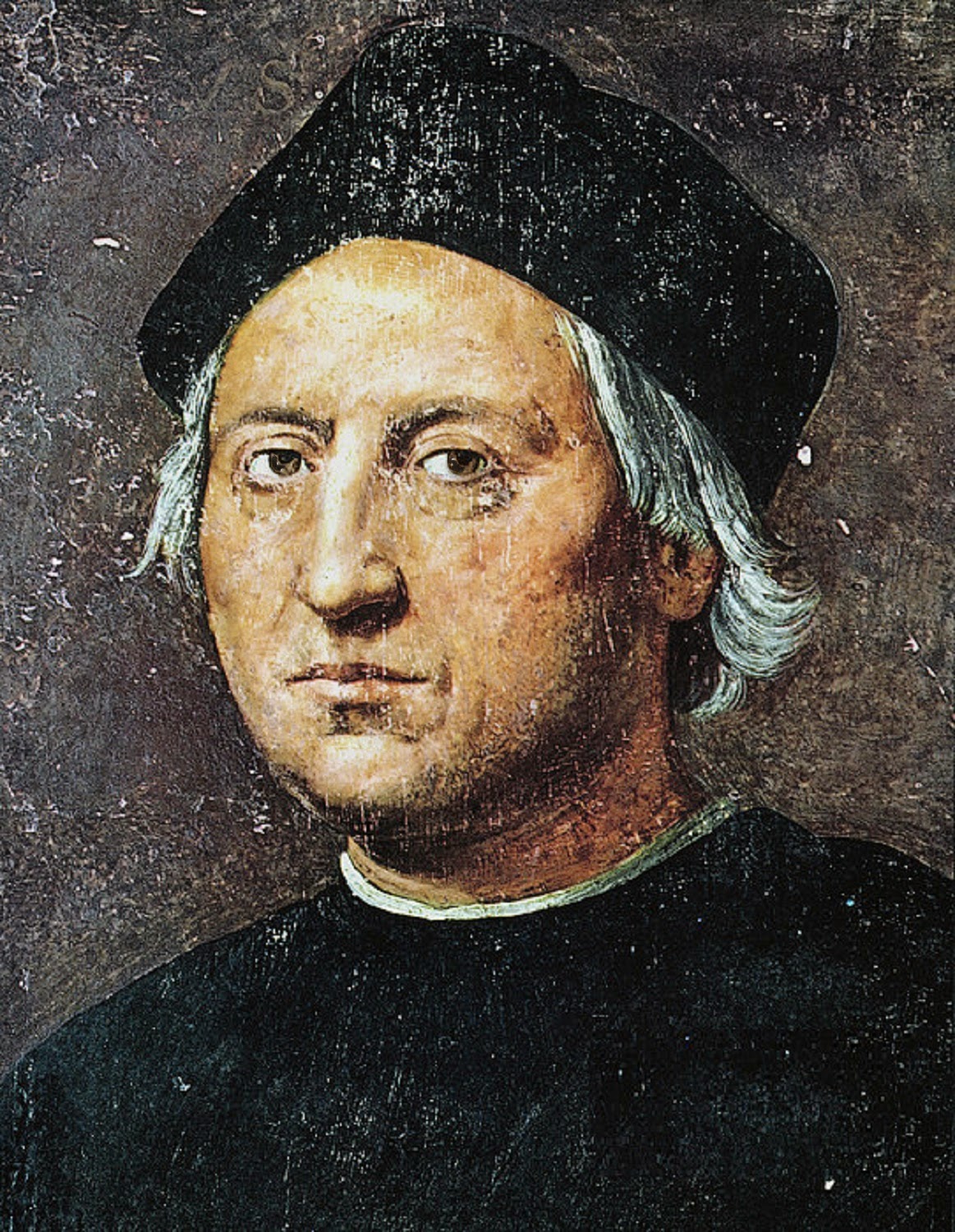CHRISTOPHE COLOMB (1451-1506). L'HUILE SUR BOIS, 1525, ATTRIBUÉ À RIDOLFO DEL GHIRLANDAIO ET CONSIDÉRÉ POUR ÊTRE LA RESSEMBLANCE EXISTANTE LA PLUS PROCHE.