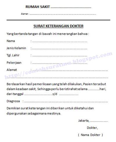 Contoh Surat Keterangan Sakit Dari Dokter