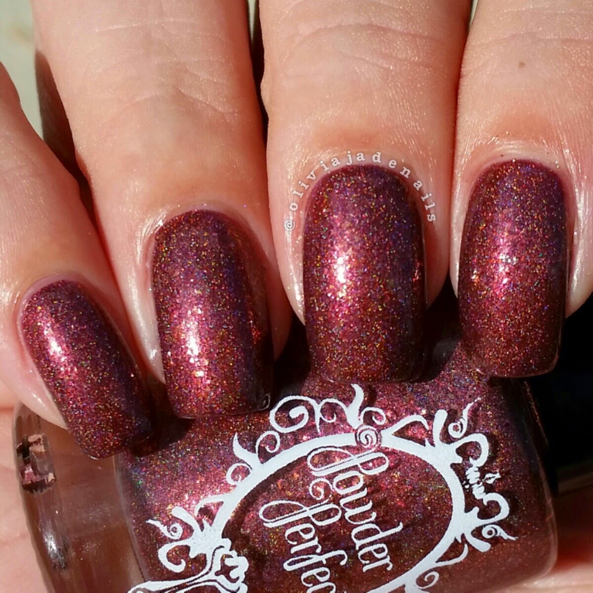 Powder Perfect Meet Me In The Glade swatched by Olivia Jade Nails