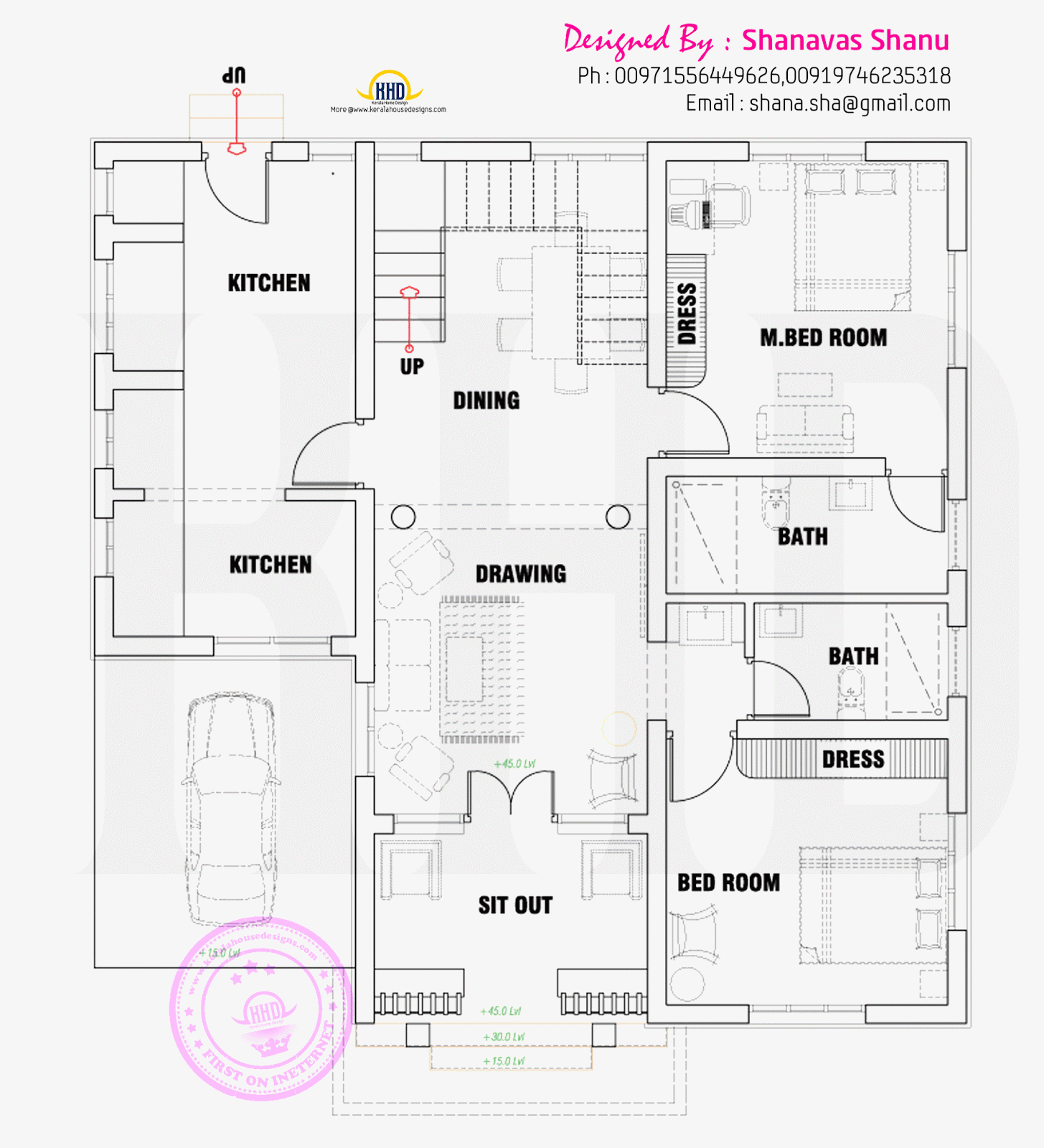Floor plan of modern single floor home - Kerala Home Design and Floor