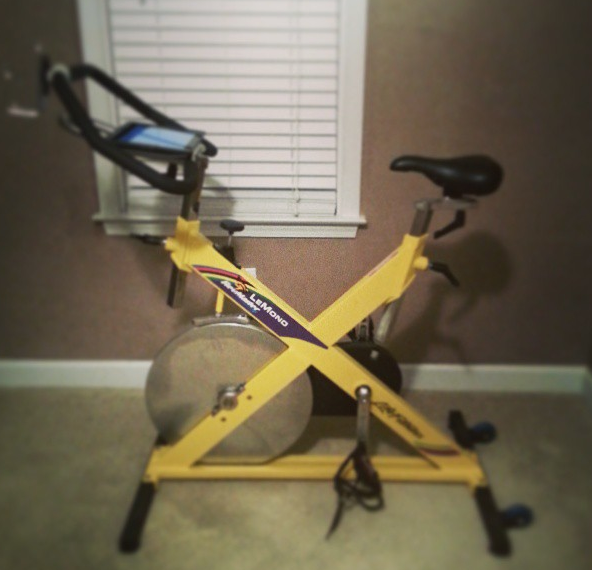 black and yellow spin bike