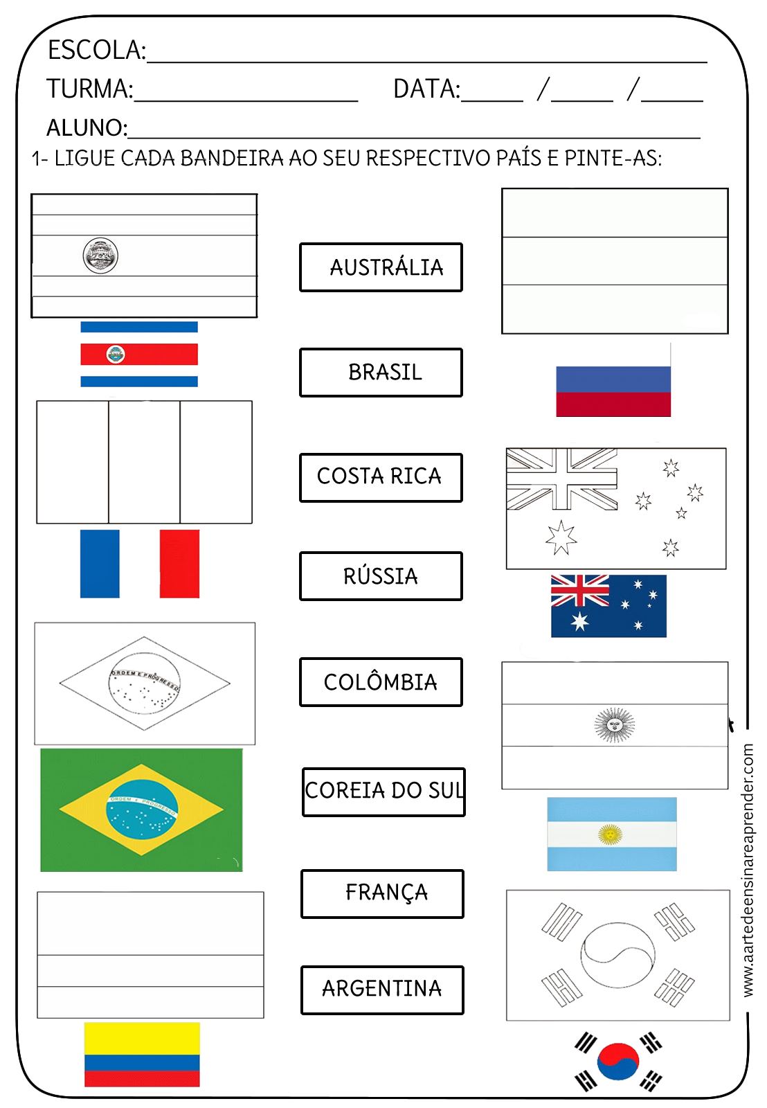 Atividades com temática copa do mundo A Arte de Ensinar e Aprender