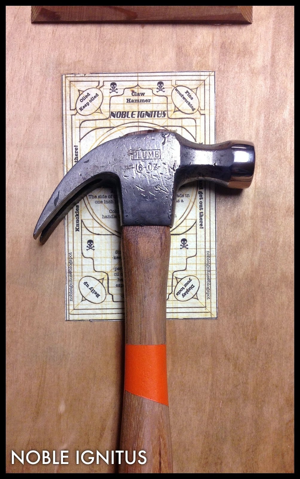 NOBLE IGNITUS restored 16 ounce vintage plumb claw hammer