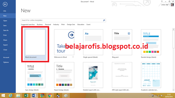 Cara Mudah Membuat Dokumen Baru Pada Microsoft Word 2013 - BELAJAR MICROSOFT  OFFICE 2013 | BELAJAROFIS