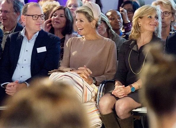 Dutch Queen Maxima wore NATAN Skirt, Natan shoes and Natan top at opening of Youth Professionals congress