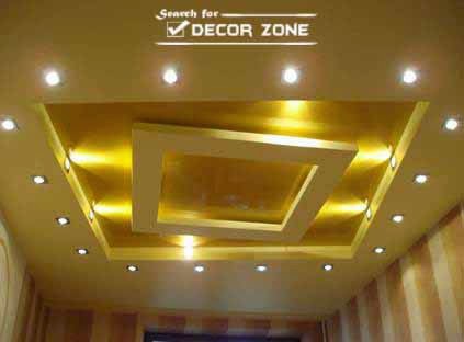 living room false ceiling design with creative tray