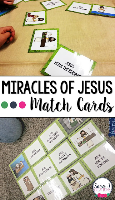 Miracles of Jesus matching cards for kids