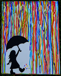 easy acrylic painting beginners paintings fun paint happy rainbow silhouette cool canvas simple acrylics turned such colorful umbrella thing rain