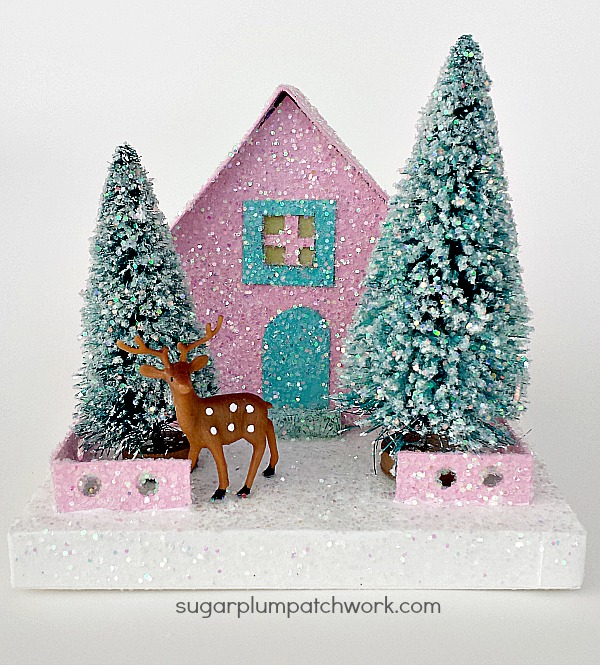 Sugarplum Patchwork Glitter Houses