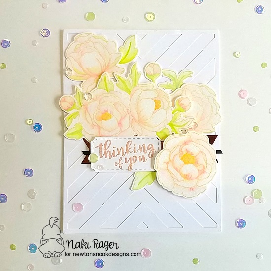 Floral Thinking of You Card by Naki Rager | Peony Blooms Stamp Set and Framework Die set by Newton's Nook Designs #newtonsnook #handmade