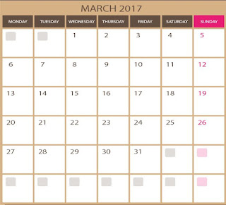 blank kalendar for March 2017 - printable and editable  in vector format for free download. for photoshop ESP and illustrator ai images qualities.