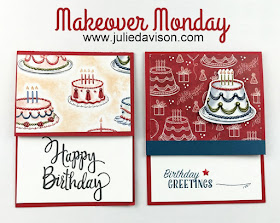 Makeover Monday: Stampin' Up! Birthday Delivery Cake Card ~ www.juliedavison.com